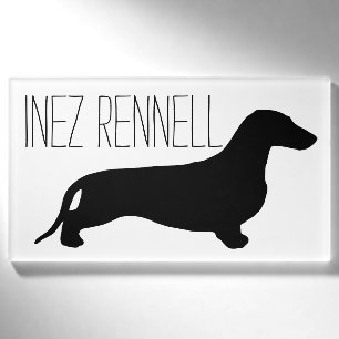 Badge D'identification Noir de silhouette de teckel + vos idées
