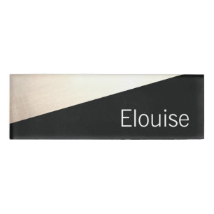 Badge D'identification Noir moderne Nom du personnel de l'employé Balise