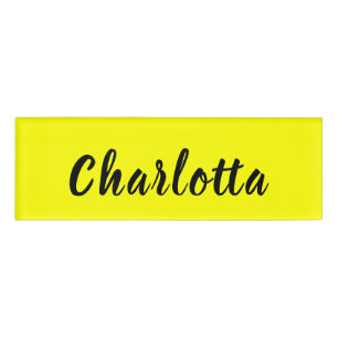 Badge D'identification Nom de personnalisation noir   Couleur jaune néon