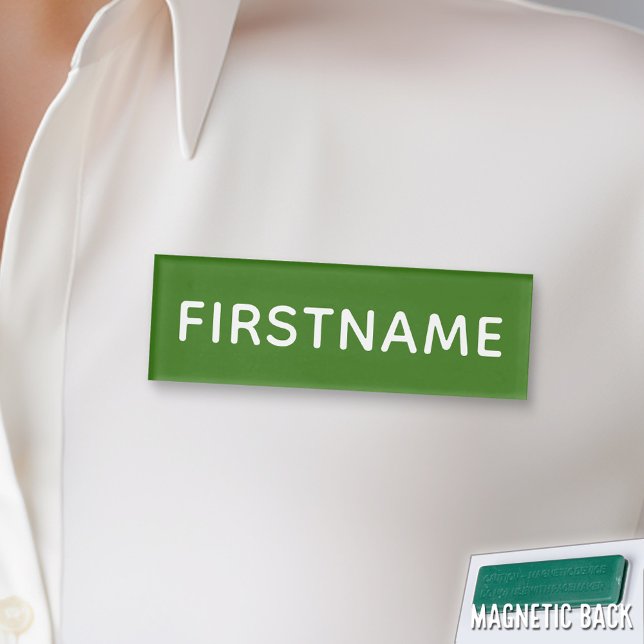 Badge D'identification Nom et titre personnalisés de base - vert et blanc (Custom Name Tag - Personalize )