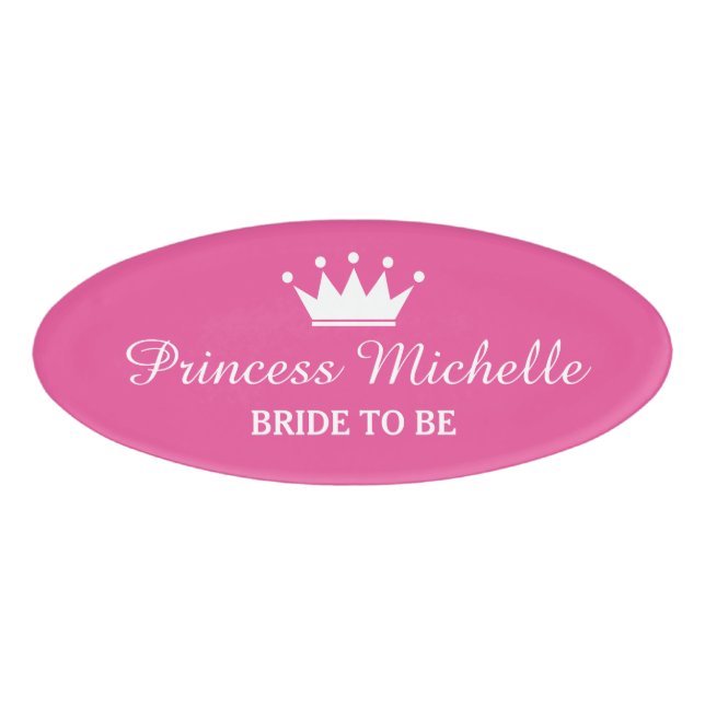 Badge D'identification Nom magnétique de la couronne rose pour la mariée (Devant)
