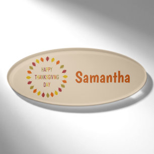 Badge D'identification Nom personnalisé des Feuilles de chêne Thanksgivin