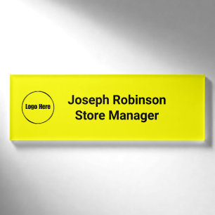 Badge D'identification Nom personnalisé Logo Logo Néon Jaune