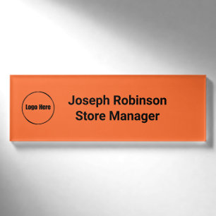 Badge D'identification Nom personnalisé Titre Logo Burnt Orange