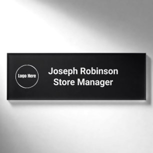 Badge D'identification Nom personnalisé Titre Logo Jet Noir