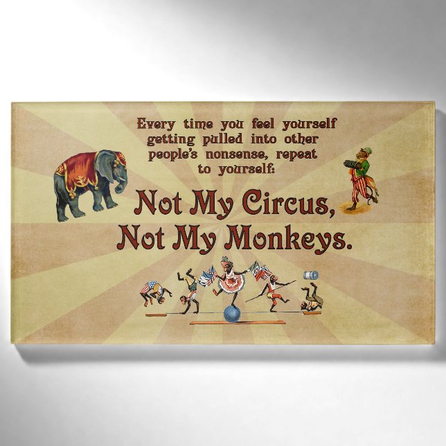Badge D'identification Non mon cirque, non mes singes (Devant)