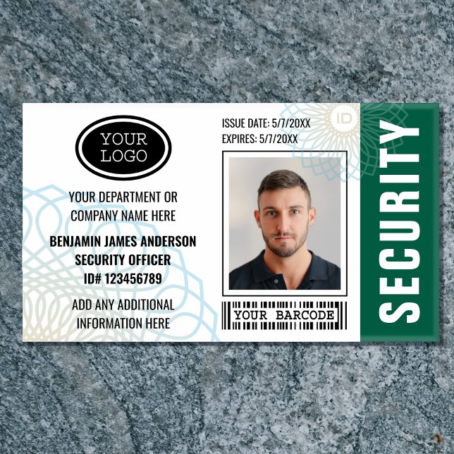 Badge D'identification Numéro de la sécurité Nom de la photo Logo Balise  (Créateur téléchargé)
