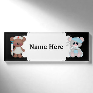 Badge D'identification Nurse Bear prenant soin du nom du patient