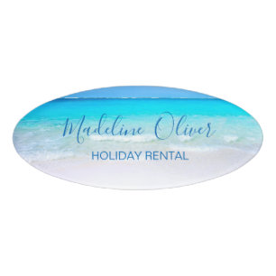 Badge D'identification Ocean Beach Sea Location de vacances Blue Modern B