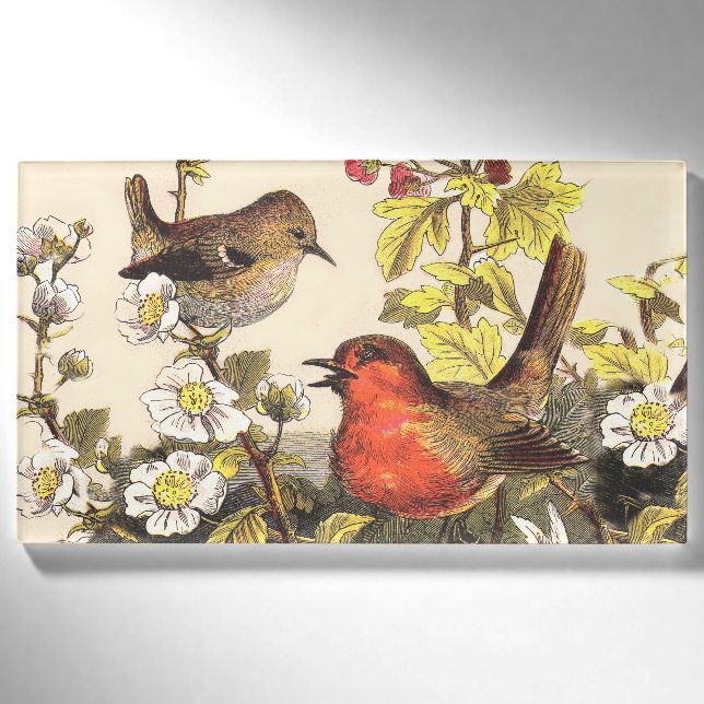 Badge D'identification Oiseaux de printemps Robin Oiseaux rouges (Devant)