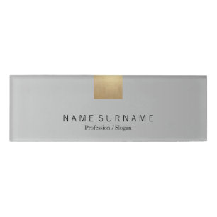 Badge D'identification Or Luxe de gradient gris en pastel minimaliste