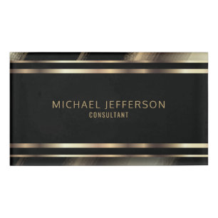 Badge D'identification Or professionnel chic et noir