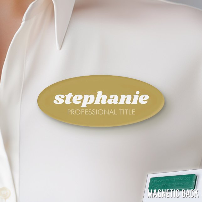 Badge D'identification Or simple avec nom de script et titre (Custom Name Tag)