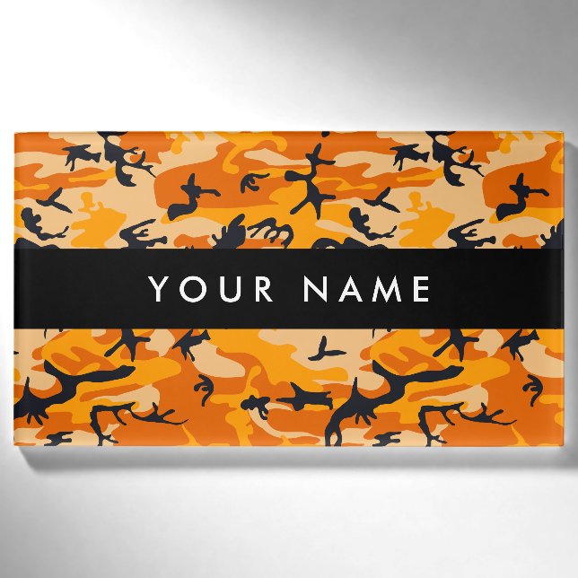 Badge D'identification Orange Camouflage Votre nom Personnalisez (Devant)