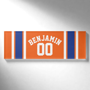 Badge D'identification Orange et Blue Sports Jersey Stripes