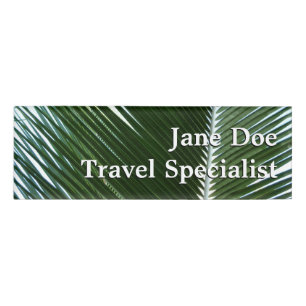 Badge D'identification Overlapping Palm Fronds Tropical Green Abstract
