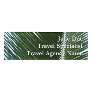 Badge D'identification Overlapping Palm Fronds Tropical Green Abstract