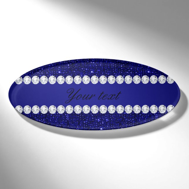 Badge D'identification Paillettes chiques et diamants de marine (Devant)