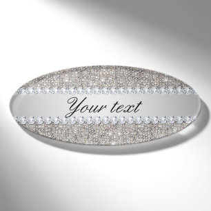 Badge D'identification Paillettes et diamants argentés de Faux