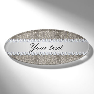 Badge D'identification Paillettes et diamants argentés de Faux