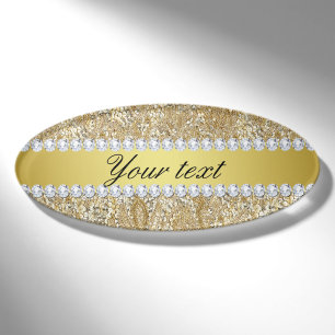 Badge D'identification Paillettes et diamants fascinants d'or de Faux