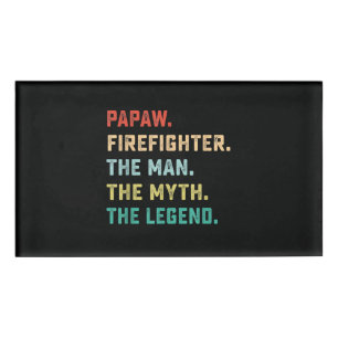Badge D'identification Papaw Pompier Homme Mythe Légende Papa Cadeaux
