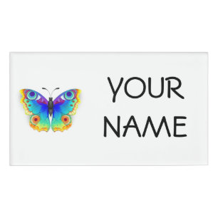 Badge D'identification Papillon Arc-en-ciel Paon Yeux
