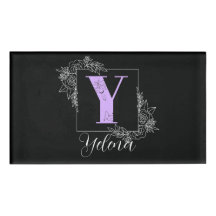 Papillon floral pourpre Monogramme personnalisé -