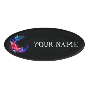 Badge D'identification Papillons de nuit Neon brillants sur arrière - pla
