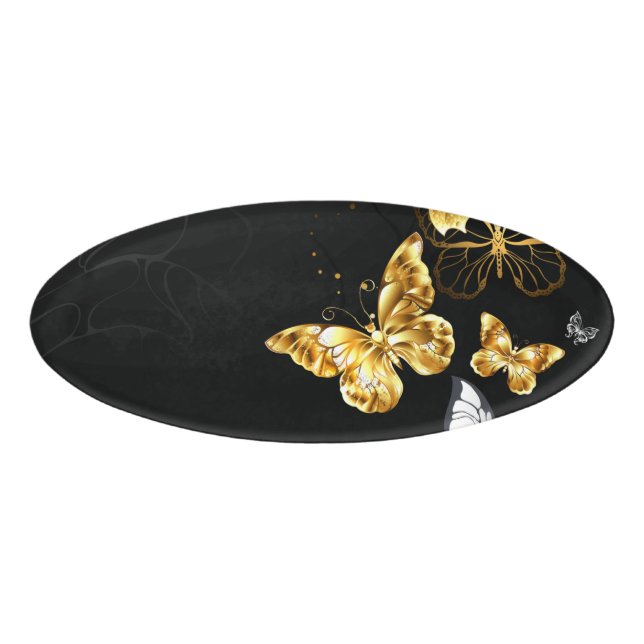 Badge D'identification Papillons d'or et de blanc (Devant)