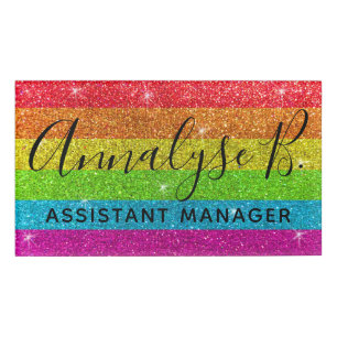 Badge D'identification Parties scintillant arc-en-ciel Sparkly Chalkboard