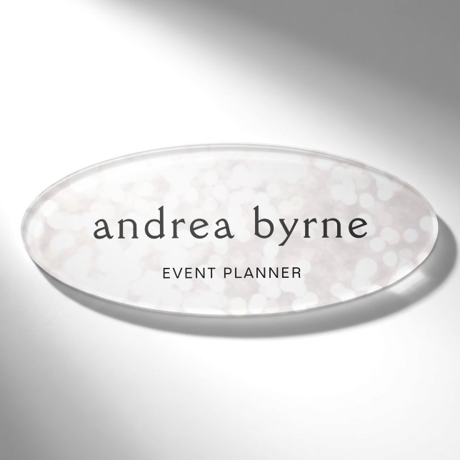 Badge D'identification Parties scintillant de livre blanc du planificateu (Devant)