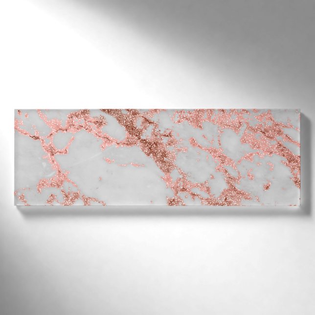 Badge D'identification Parties scintillant d'or Rose en marbre moderne (Devant)