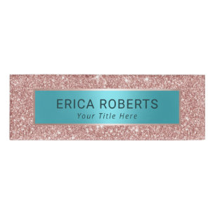 Badge D'identification Parties scintillant d'or Rose moderne et salon de 