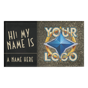 Badge D'identification Parties scintillant d'or "Salut ! Mon nom est" Mod