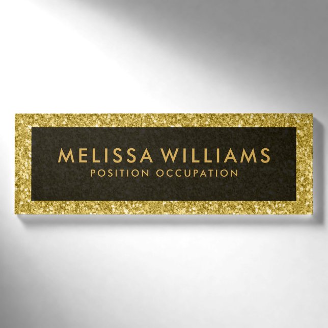 Badge D'identification Parties scintillant moderne Gold Faux (Devant)