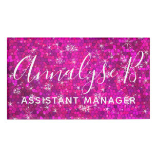 Badge D'identification Parties scintillant rose chaud brillant profession