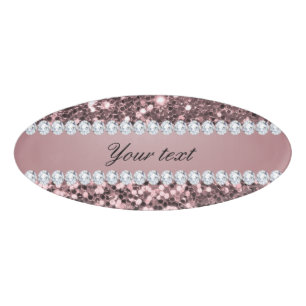 Badge D'identification Parties scintillantes et diamants roses à la mode