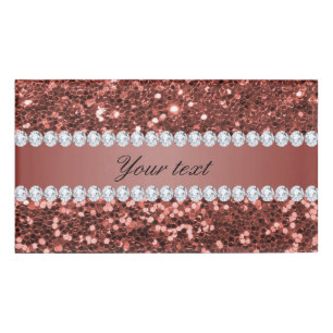 Badge D'identification Parties scintillantes roses et diamants de Faux