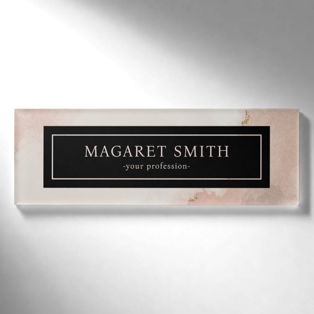 Badge D'identification Pastel Blush Pink n Gold Employé féminin (Devant)