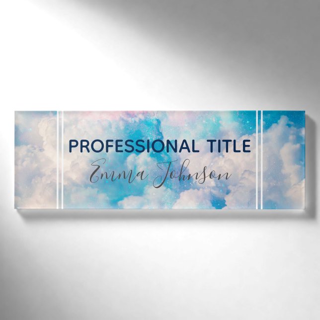 Badge D'identification Pastel Rainbow Ciel nuageux (Devant)
