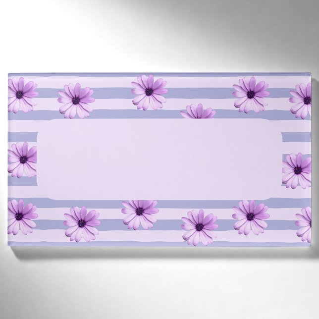 Badge D'identification Pastel rayures motif avec marguerites (Devant)