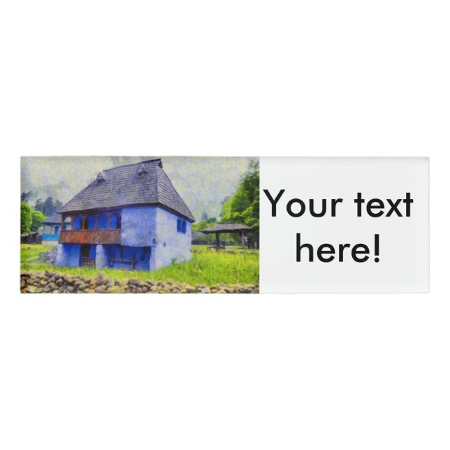 Badge D'identification Peinture de maison bleue (Devant)