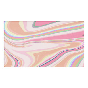 Badge D'identification Peinture Liquide Retro Pink Swirl Design esthétiqu