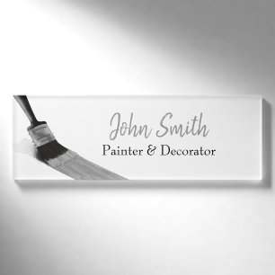Badge D'identification Peinture Peintre Service Société Brush Grey