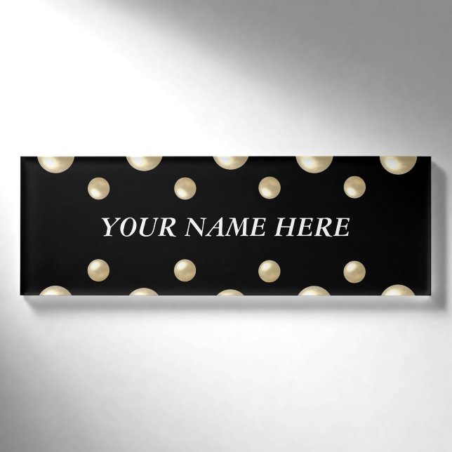Badge D'identification Perles sur le velours noir (Devant)