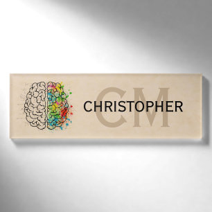 Badge D'identification Personnalisation du cerveau humain gauche et droit