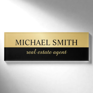 Badge D'identification Personnalisé Black and Gold Professional