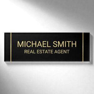 Badge D'identification Personnalisé Black and Gold Professional