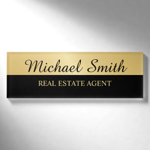 Badge D'identification Personnalisé Black and Gold Professional